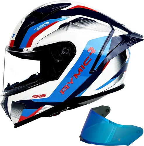 Miniatura 8 de SR6 Casco de motocicleta de cara completa, equipado con viseras transparentes y multicolor aprobado por DOT Casco de carreras callejeras