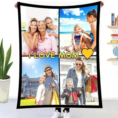 Miniatura 15 de Manta personalizada con foto y texto personalizado, manta para papá con imágenes de regalo para bebés, amigos, amantes y mascotas, manta 1-2 Foto