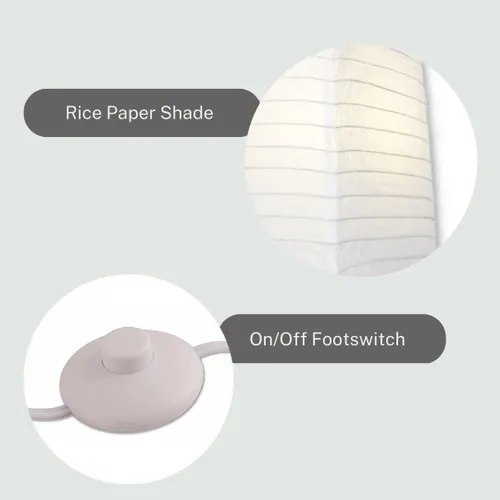 Miniatura 8 de LIGHTACCENTS Lámparas de pie de papel de arroz para sala de estar, paquete de 2 lámparas de pie de papel blanco con interruptor de pie