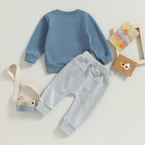 Miniatura 3 de Conjunto de ropa para bebé recién nacido, sudadera de manga larga y pantalones para niños pequeños, para otoño e invierno, 2 piezas