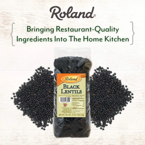 Miniatura 2 de Roland Foods Lentejas negras secas, alimentos importados especiales, bolsa de 35.2 onzas
