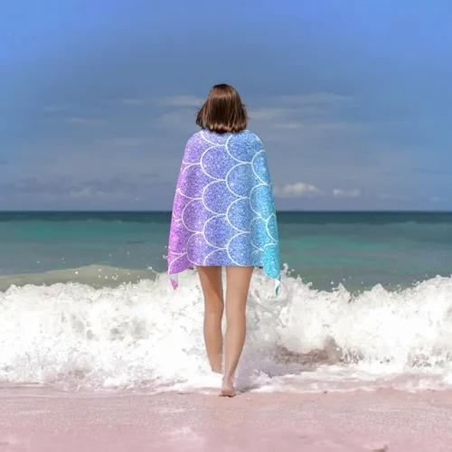 Miniatura 5 de Beautiful Fish Scales - Toalla de playa de microfibra de secado rápido para adultos y niños, toallas de natación suaves y cómodas para exteriores