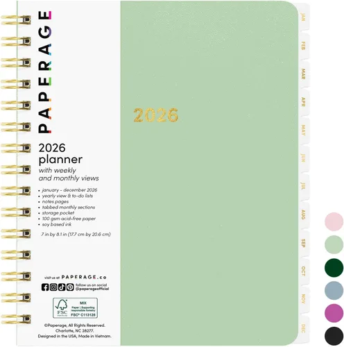 Miniatura 21 de PAPERAGE Agenda semanal y mensual 2026, 12 meses (enero de 2026 a diciembre de 2026), 5.6 x 8 pulgadas, agenda 2026 de tapa dura con hojas semanales