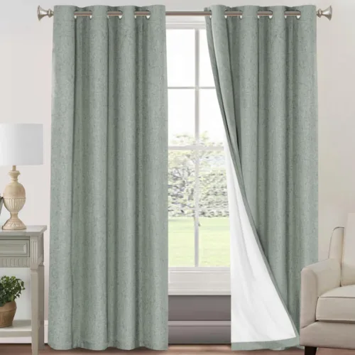Miniatura 54 de Primitive - Cortinas opacas 100 % de lino texturizado natural para dormitorio, sala de estar, cortinas para ahorra energía, tela de arpillera