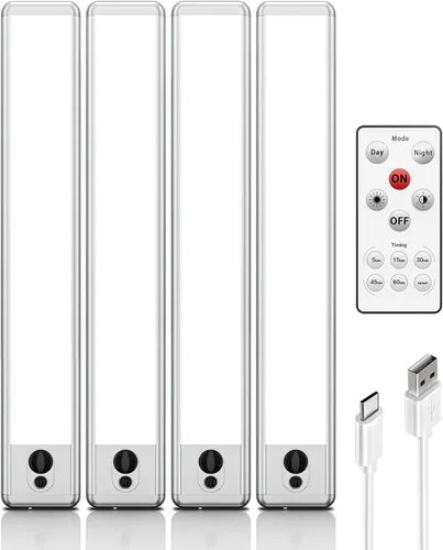Miniatura 8 de EZVALO Luces para debajo del gabinete, luz con sensor de movimiento de 14.5 pulgadas, regulable para interiores, súper brillante, 4000 mAh, luces