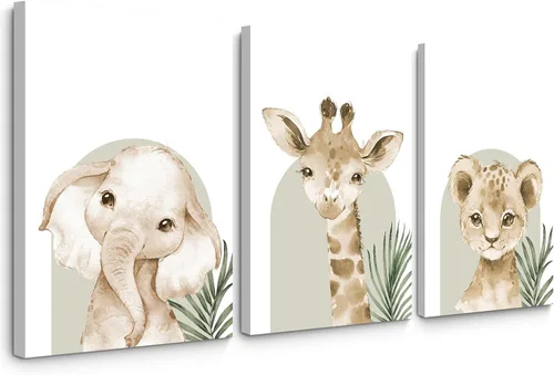 Miniatura 11 de Arte de pared de dinosaurio para habitación de niños, lienzo para decoración de pared de dinosaurio para niños, arte de pared de guardería