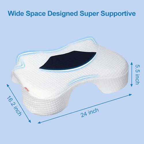 Miniatura 7 de Almohada para dormir de lado con orificios para los brazos, almohada de espuma viscoelástica para alivio del dolor cervical de cuello, hombros