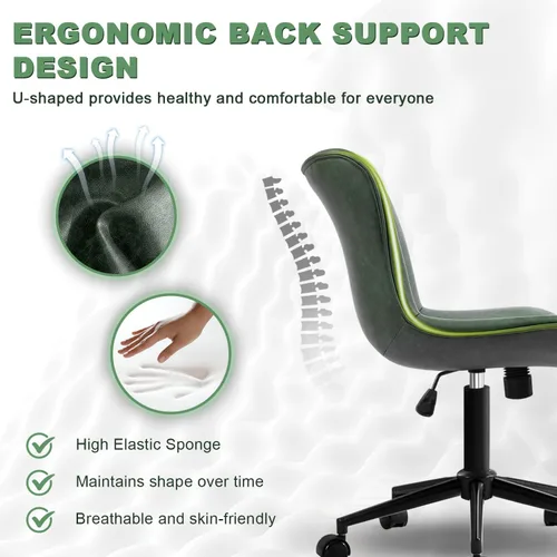 Miniatura 4 de Silla de oficina, silla de escritorio sin brazos con ruedas, ergonómicas y cómodas, sillas de trabajo para computadora de oficina en casa, silla