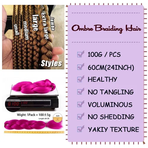 Miniatura 4 de Extensiones de cabello trenzado color gris degradado, 5 unidades, trenzas sintéticas de 24 pulgadas, 2 tonos, cabello gris para trenzas de caja, #28