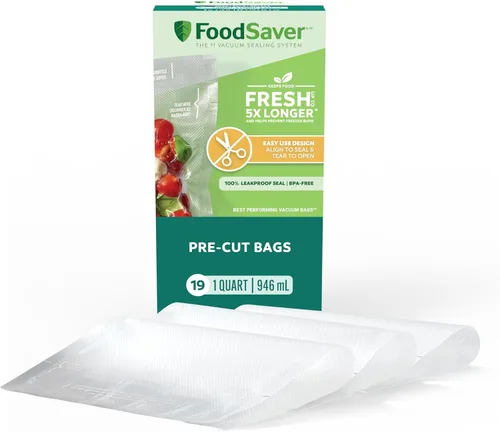 Miniatura 12 de FoodSaver Bolsas de Sellado al Vacío Precortadas de Pinta, Bolsas de Almacenamiento al Vacío de Fácil Uso, Alinear para Sellar y Rasgar para Abrir