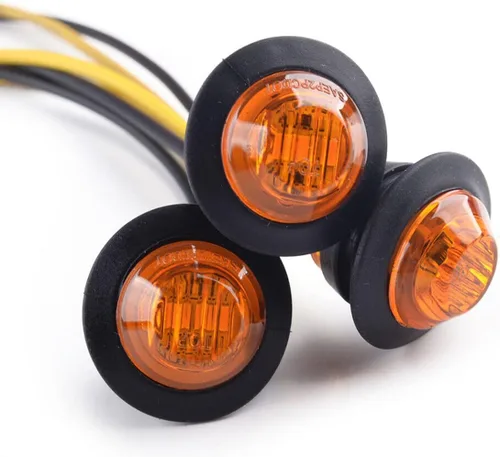 Miniatura 5 de juego de 10 luces LED selladas impermeables ámbar de 3/4" mini redondas, luces indicadoras delanteras, traseras y laterales, luces de gálibo
