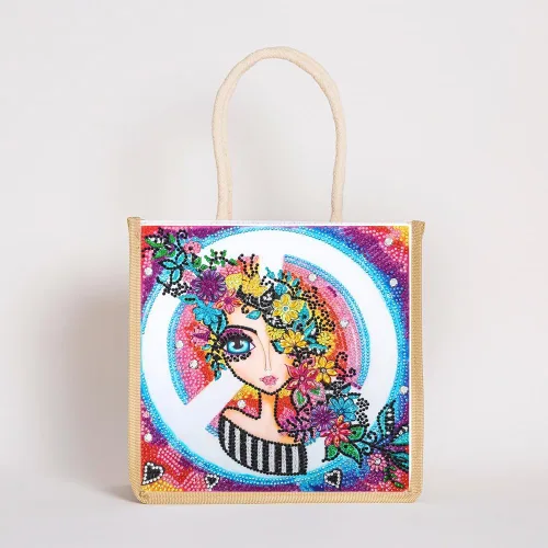 Miniatura 4 de DOOSAI Paquete de 4 bolsas de lona de cabello verde rojo de tacón alto con diamantes de tacón alto, bolsas de lona bohemias 5D para bricolaje