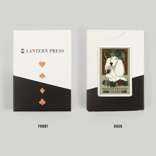 Miniatura 8 de Lantern Press Caniche, anuncio retro de bodega (52 cartas de juego, baraja de cartas de tamaño póquer con comodines)
