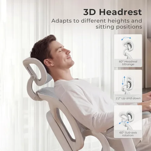 Miniatura 4 de WELAX S9 Silla de oficina ergonómica de malla con respaldo alto y ruedas silenciosas, silla de escritorio de soporte lumbar cómoda, profundidad