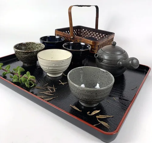 Miniatura 6 de JapanBargain 4126, bandejas de plástico lacado japonés, bandeja versátil para Bento, cena, té, mesa de café, otomana, TV y uso de mayordomo