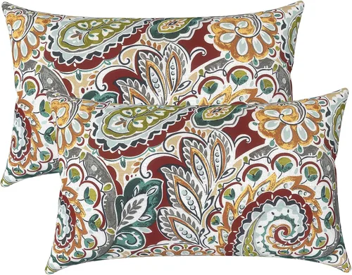 Miniatura 27 de LVTXIII Juego de 2 almohadas lumbares para patio, 12 x 20 pulgadas, resistentes a la decoloración, para exteriores con interiores, cojines lumbares