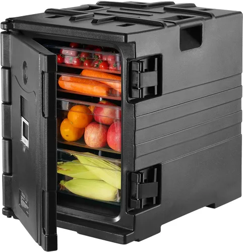 VEVOR - Portador de bandejas de alimentos aislado, Caja de comida caliente de 95 Qt para catering, Portador de caja de comida LLDPE con hebillas