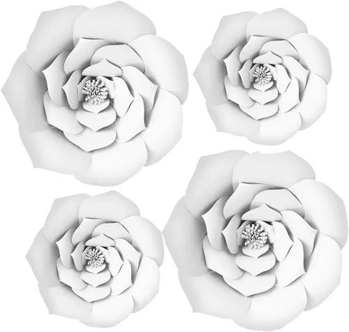 Miniatura 10 de Decoración de flores de papel gigantes para boda, fiesta, telón de fondo de flores, flores hechas a mano para guardería, decoración de pared de Crema