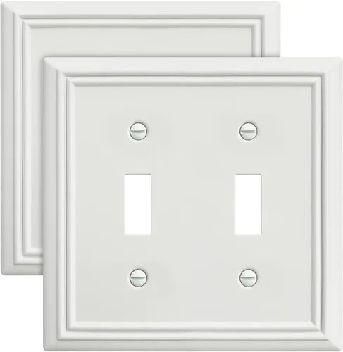 Paquete de 2 placas de pared de palanca doble, cubierta decorativa para interruptor de luz, cubierta de placa de interruptor de metal, acabado