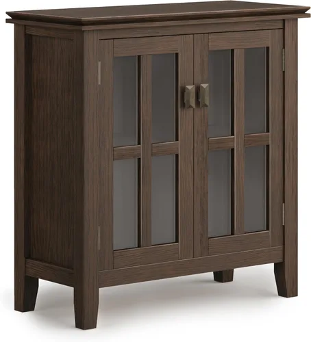 Miniatura 11 de SIMPLIHOME Armario de almacenamiento artesanal, gabinete de almacenamiento bajo de madera maciza de 30 pulgadas de ancho en marrón miel, gabinete