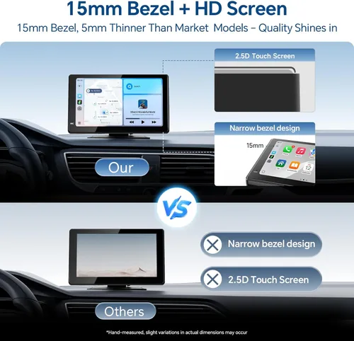 Miniatura 7 de Haudio Estéreo de coche con pantalla táctil HD de 7 pulgadas, CarPlay inalámbrico portátil y Android Auto, cámara de respaldo 1080P, GPS, control