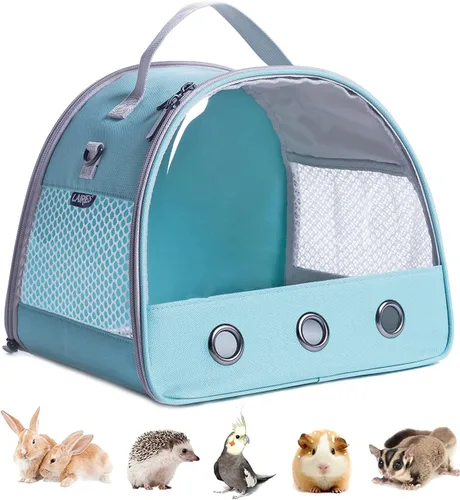 Miniatura 18 de Mochila Portadora de Conejo de Indias, Mochila Transparente con Ventana de Burbujas para Conejo de Indias, Conejito, Rata, Pájaro (Azul, Portadora)