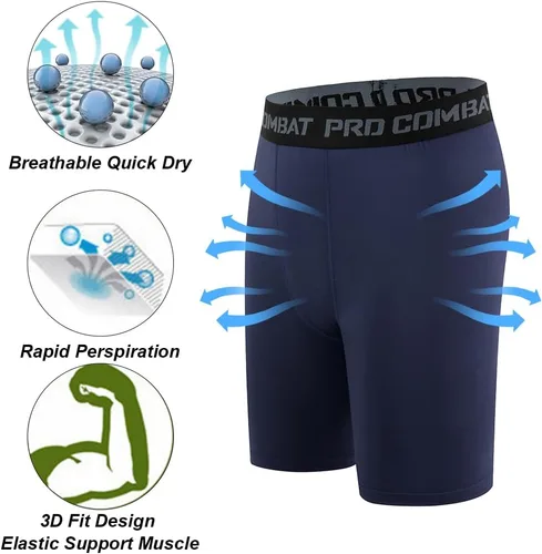 Miniatura 5 de HYCOPROT - Pantalones cortos de compresión para hombre, ropa interior deportiva de elastano, capa base de rendimiento atlético, para entrenamiento