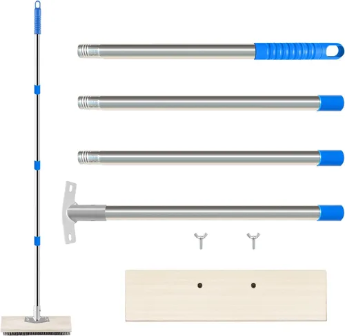 Miniatura 4 de SUNBABA Cepillo de limpieza de alambre de acero inoxidable con mango largo de 62 pulgadas, escoba de cerdas de metal rígidas de alta resistencia