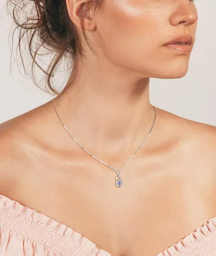 Miniatura 3 de YL Collar de sirena de plata de ley con colgante de delfín y circonita cúbica