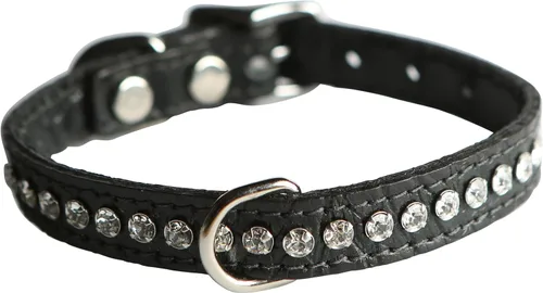 Miniatura 39 de Collar de perro de cuero y cristales de OmniPet Signature, cuero de grano de violeta africana de avestruz, se ajusta a un tamaño de cuello de 6"-8