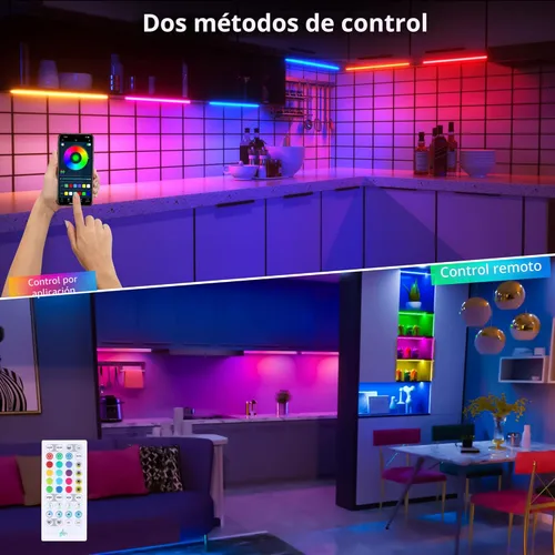 Miniatura 2 de Benreom Kit de 3 luces RGB para debajo del gabinete, aplicación inteligente y control remoto para debajo del gabinete, luces regulables debajo