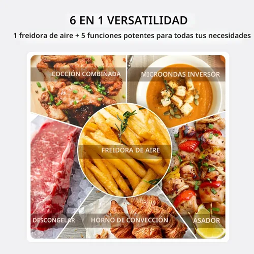 Miniatura 2 de TOSHIBA 6-en-1 Microondas de Encimera con Inversor Combo Freidora de Aire Saludable, Serie MASTER, Freidora de Aire, Asado, Convección, Combi Acero