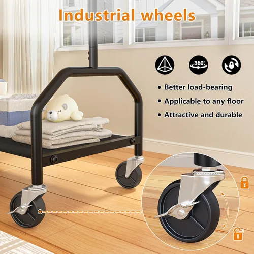 Miniatura 5 de Wiracks Perchero doble para colgar ropa, perchero para ropa, 130 libras, capacidad 34.5 pulgadas de ancho x 15.8 pulgadas de profundidad x 79