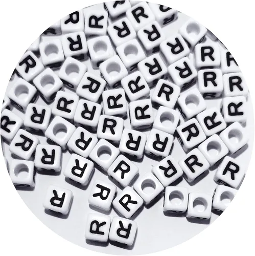 Miniatura 45 de Cuentas cuadradas de letras acrílicas de 0.236 x 0.236 pulgadas, cuentas A del alfabeto para pulseras, joyería, llavero DIY, 100