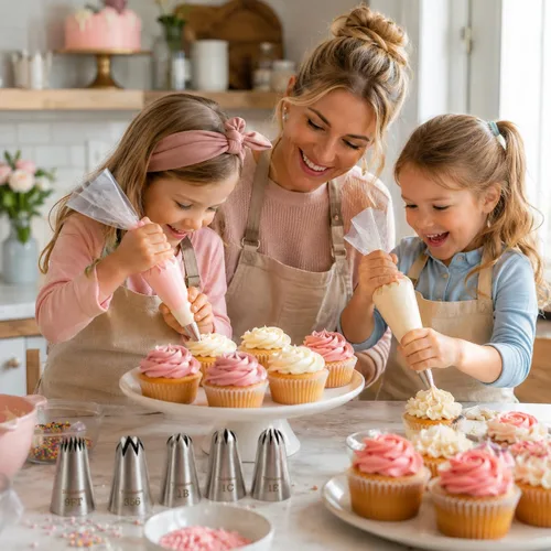 Miniatura 7 de Paquete de 5 boquillas de tubería extra grandes, 9 pies, 1B, 1C, 1E, 356 #, puntas de glaseado de acero inoxidable sin costuras para cupcakes