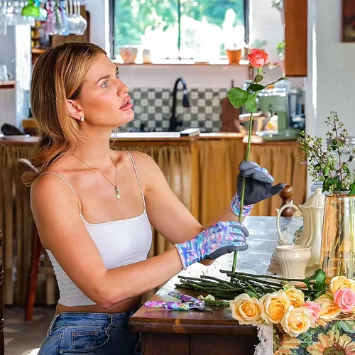 Miniatura 5 de COOLJOB - Guantes de jardinería coloridos para mujer, guantes de jardín transpirables y con recubrimiento de goma, guantes de trabajo protectores