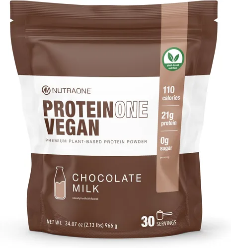 NutraOne ProteinOne ProteinOne - Proteína vegana a base de plantas en polvo de proteína vegana, sin lácteos, proteína de guisantes y arroz (leche de