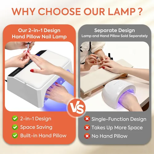 Miniatura 8 de Lámpara de uñas LED UV, luz UV de 120 W para uñas de gel con 69 cuentas, secador de uñas profesional de secado rápido para esmalte de gel, diseño