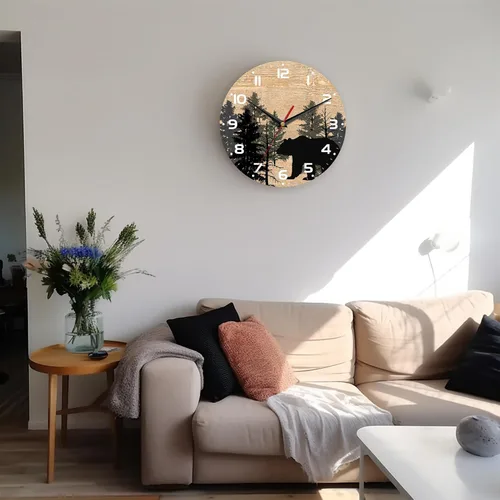 Miniatura 7 de Reloj de pared, 10 pulgadas, silencioso, sin tictac, decoración de cocina para el hogar, funciona con pilas, para baño, dormitorio, sala de estar