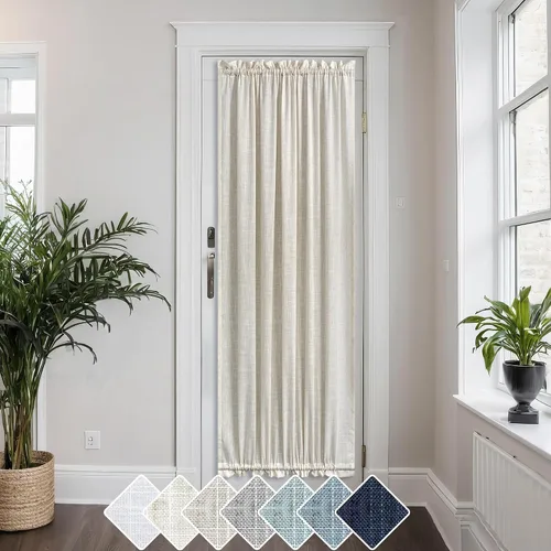 Miniatura 25 de KOUFALL Cortinas de luz lateral para puerta de 72 pulgadas de largo para ventanas laterales, mezcla de lino, protección de privacidad, filtrado