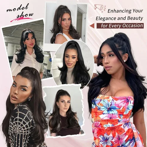 Miniatura 6 de Extensión de cola de caballo rubio, extensión de cola de caballo con cordón de 20 pulgadas para mujeres, extensiones de cabello de cola de caballo