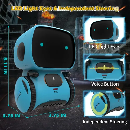 Miniatura 2 de KaeKid Robots para niños, robótico inteligente interactivo con sensor táctil, control de voz, reconocimiento de voz, canto, baile, repetición