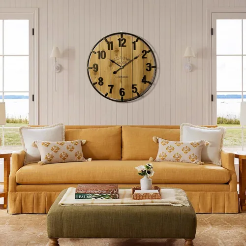 Miniatura 3 de Vantic Farmhouse - Reloj de pared decorativo extra grande de 24 pulgadas con círculo de metal, reloj de pared de madera de gran tamaño con número