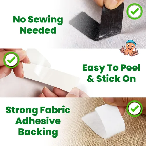 Miniatura 3 de Tiras adhesivas para tela (1 x 4 pulgadas, 16 juegos), se pegan sin coser ni planchar, para ropa y cortinas, cinta de dobladillo de doble cara
