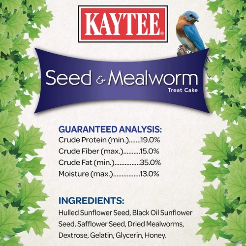 Miniatura 6 de Kaytee Alimento en forma de pastel de semillas para aves silvestres y gusanos de harina para azulejos, carboneros, pájaros carpinteros y más, 1.4