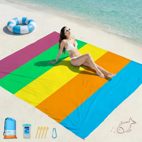 Miniatura 96 de Famstar Beach Blanket Oversized Extra Large 78"X81"/10'X9',Waterproof Sandproof Beach Blanket 2-8 Adults Lightweight Durable for Travel Camping