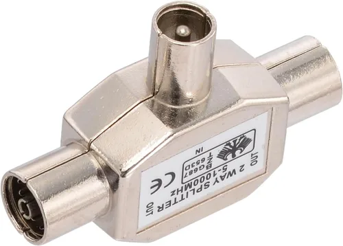Miniatura 5 de Bingfu Divisor coaxial de antena de 2 vías PAL TV IEC DVB-T 1 hembra a 2 macho RF adaptador interior conector 1 GHz 5-1000 MHz para conexiones 1