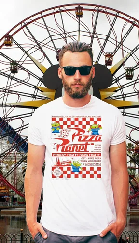 Miniatura 4 de Disney Pixar Toy Story Pizza Planet Take Out Flyer Disneyland World Tee Funny Humor Camiseta gráfica para hombre