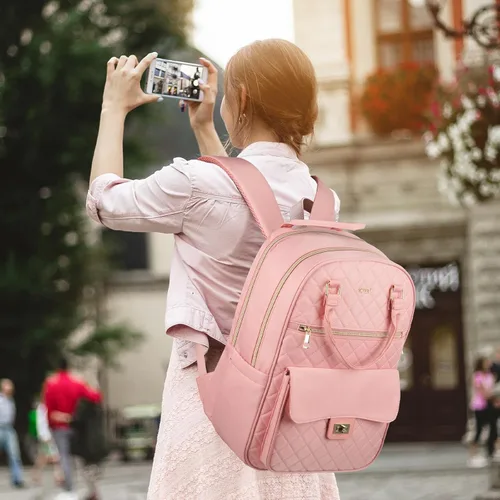 Miniatura 7 de Mochila Bolso para mujeres, linda mochila escolar para adolescentes con compartimento para laptop, mochila acolchada elegante para computadora