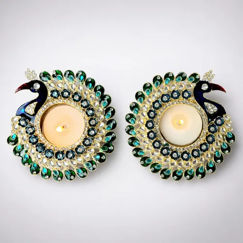 Miniatura 8 de LoveNspire Portavelas de pavo real, Diya decorativo para el hogar, Diwali Pooja, decoración de mesa de Navidad, recuerdos de boda y regalos